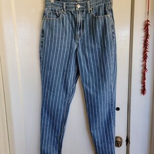 Striped American Eagle Blue Mom Jeans
